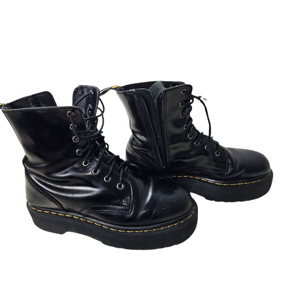 Dr. Martens Jadon Platform Leather Combat Boots Black Mens 8 Womens 9 Lace Up